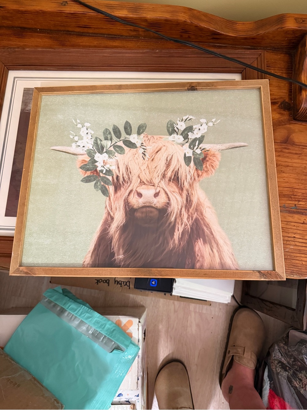 Hobby Lobby Highland Cow Wall Art - Green and Tan